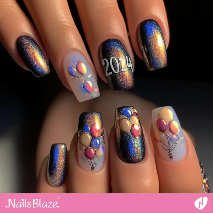 Balloon Nails for New Year | 2024 Nails - NB1362